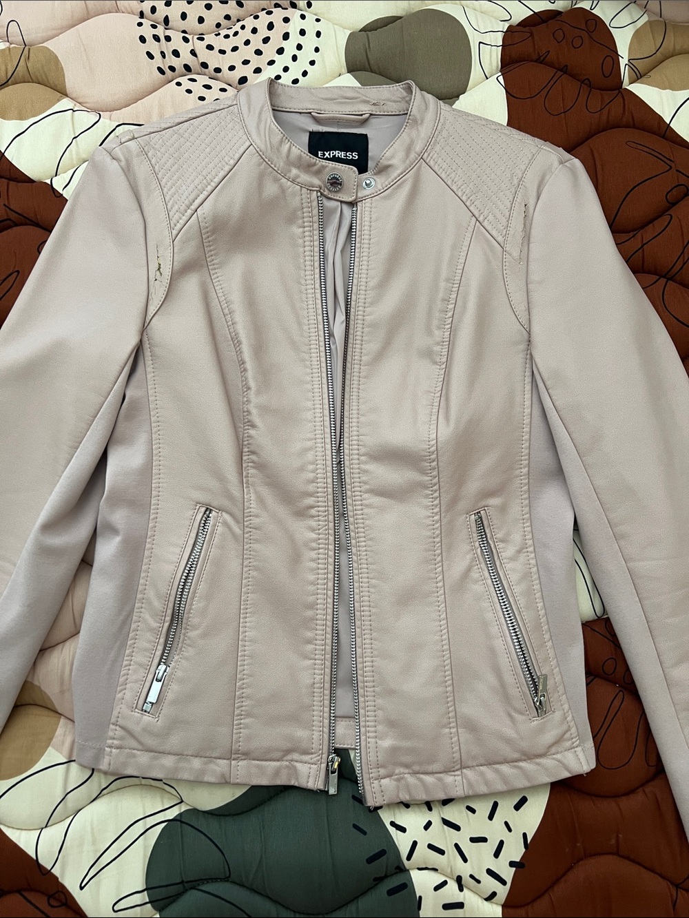 Express Women's Blush Pink Faux Leather Moto Jacket PEELING